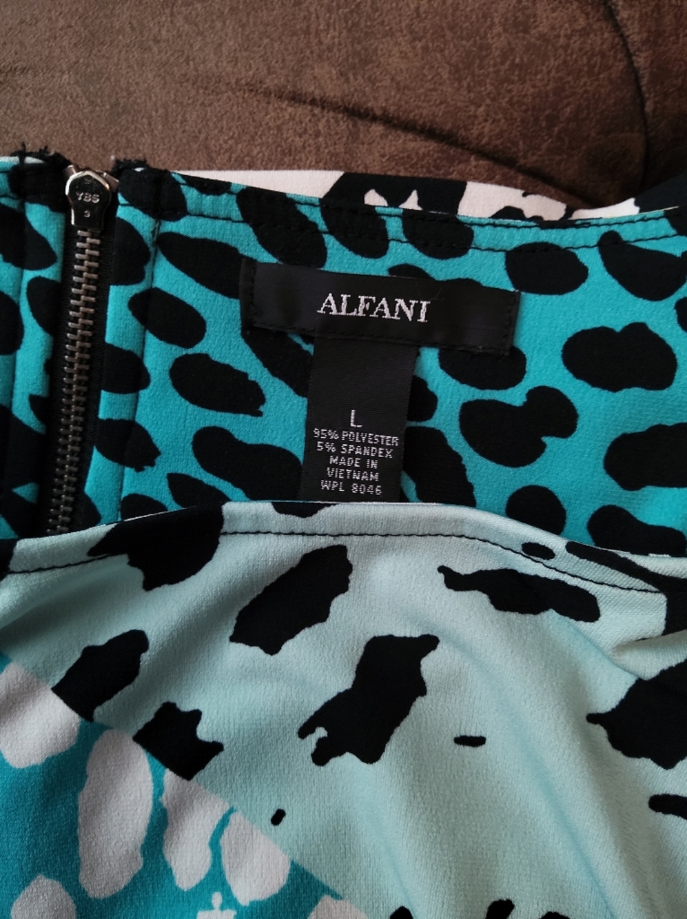 Alfani Multicolor Animal Print Tunic - Black, White, Aqua, Yellow - Picture 10 of 10